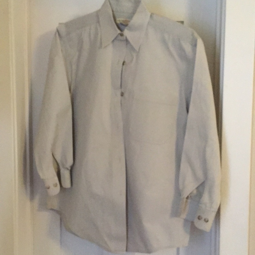 Beige button down.